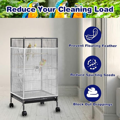 Universal Bird Cage Seed Catcher Net, Stretchy Band Skirts Bird Cage Net - Image 3