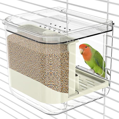 No Mess Automatic Bird Feeder, Transparent Seed Food Container, Bird Cage by Unknown
