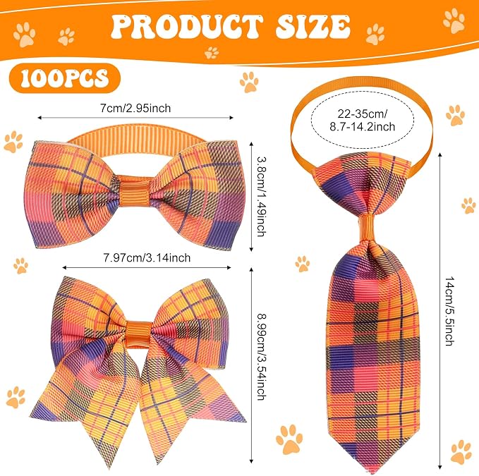 Reginary 100 Pieces Dog Bow Tie Collar Set Include 40 Dog Neckties, and 30 - Image 2