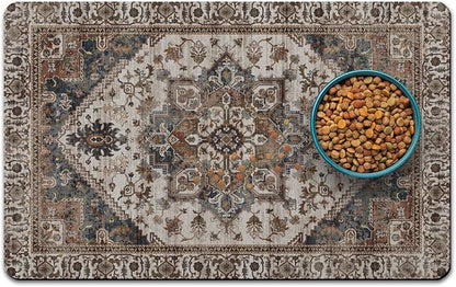 Dog Food Mats for Floors, Absorbent and Quick-Drying Pet Cat Food Mat, by QXWREL