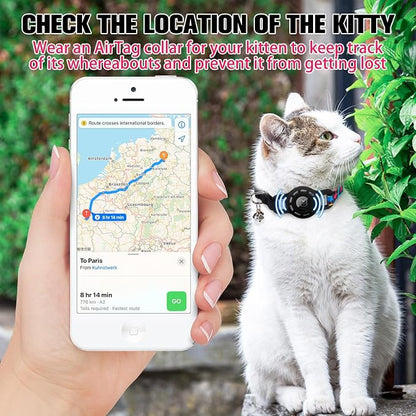 BINGPET AirTag Cat Collar with Bells, Upgraded Safety Elastic Cat Collar with - Image 4