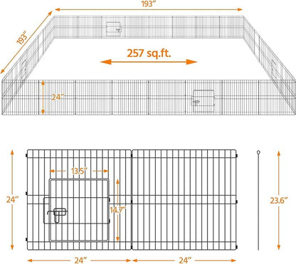 Yaheetech 24 inch 32 Panel Metal Black Heavy Duty Foldable Dog Pen - Image 8