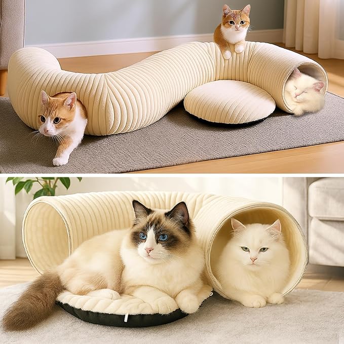 Cat Tunnel Bed with 40 Pcs Interactive Cat Toys, Cat Tube with Kitten Toys - Image 8