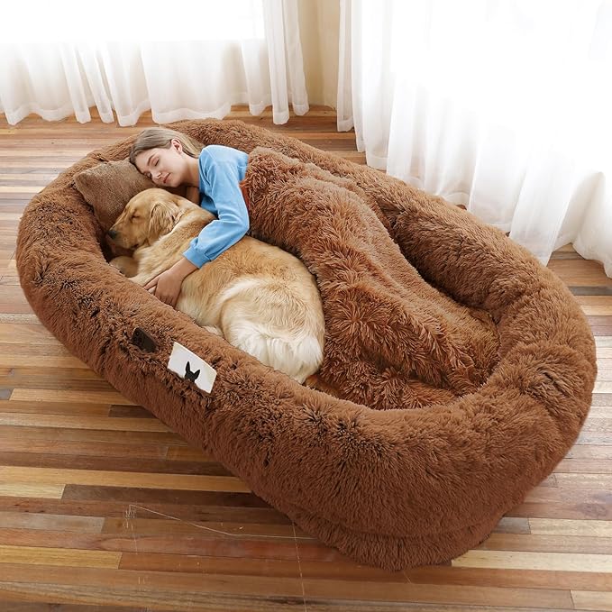 Human Dog Bed, Washable Faux Fur Pet Bed by WROS