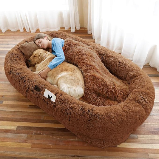 Human Dog Bed, Washable Faux Fur Pet Bed by WROS