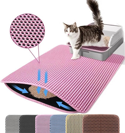 Jumbo Cat Litter Mat, 46x26 Inches Double Layer Honeycomb Litter Trapping Mat by Petinstinct