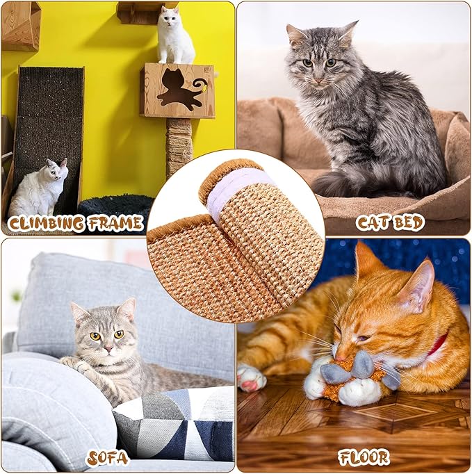 Tuanse 4 PCS Cat Scratcher Mat, 15.7 x 7.8 Inches Sisal Cat Scratching Pad - Image 7