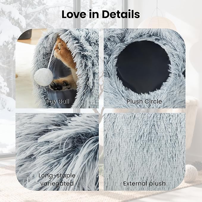 Tempcore Plush Cat Tunnel for Indoor Cats，Collapsible 3-Way Pet Tunnel Toy - Image 8