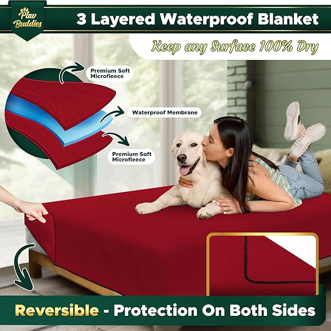 Paw Buddies Waterproof Blanket 80"x90" – Reversible Microfleece Throw - Image 5