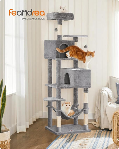 Feandrea Cat Tree, 73.2-Inch Tall Cat Tower, Plush Multi-Level Condo - Image 2