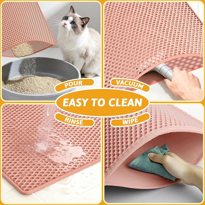 Pieviev Cat Litter Mat Double Layer Waterproof Urine Proof Trapping Mat 1 Pack) - Image 6