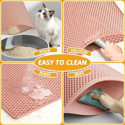 Pieviev Cat Litter Mat Double Layer Waterproof Urine Proof Trapping Mat 1 Pack) - Image 6