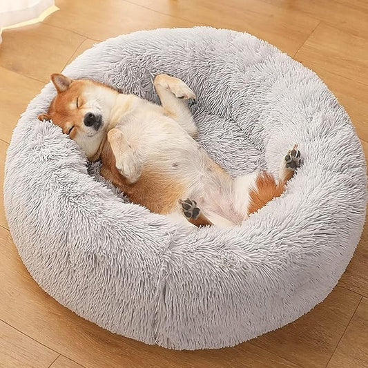 Calming Donut Dogs Beds for Small Dogs Washable, 19inch Fluffy Round Puppy Bed - Image 2