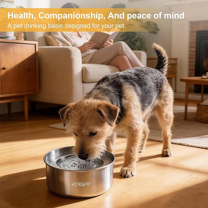 Stainless Steel Dog Water Bowl No Spill, 101oz/3L Large Capacity Pet Water - Image 7