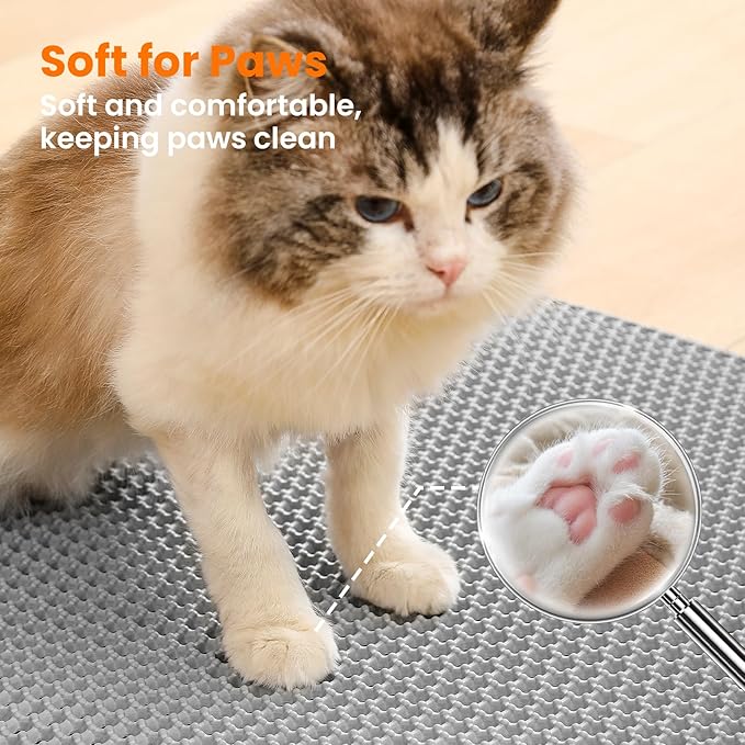 Small Cat Litter Mat, 20x14’’ Double Layer Honeycomb Cat Litter Box Mat - Image 7