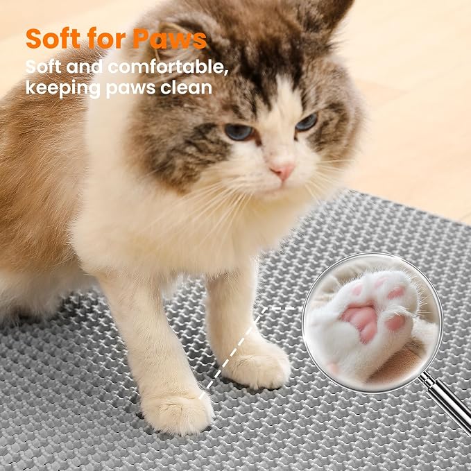 Extra Large Cat Litter Mat, 30x22 Inches Honeycomb Double Layer Cat Litter - Image 7