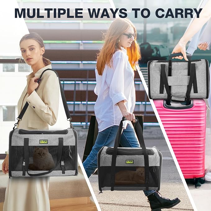 Cat Carrier for 2 Cats/Kitten, Pet Carrier for Cat, Small Dog & Bunny, Foldable - Image 6