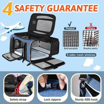 Petskd Top and Side Expandable Pet Carrier 18x11x11 Inches Delta United Airline - Image 5