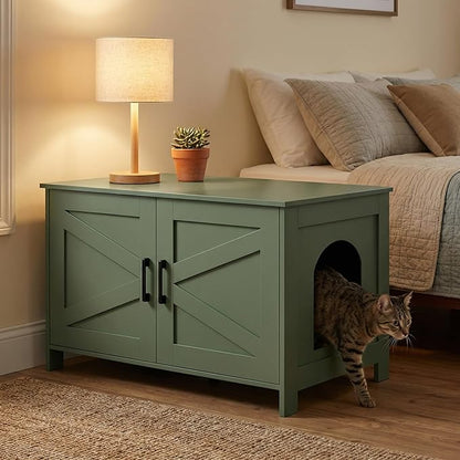 Homhedy Cat Litter Box Enclosure, Litter Box Furniture Hidden - Image 6