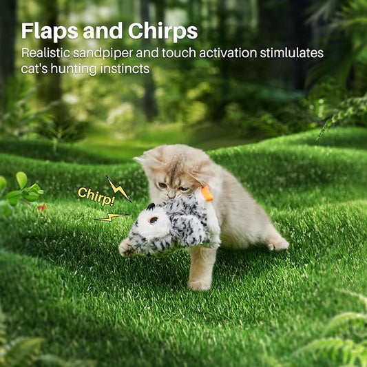 Potaroma Flapping Owl Cat Toys, Lifelike Bird Chirp, Rechargeable Touch - Image 2