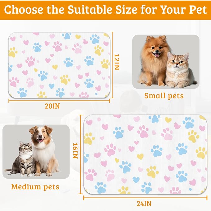Dog Bowl Mat, Colorful Dog Paws Pet Feeding Mat - Image 6