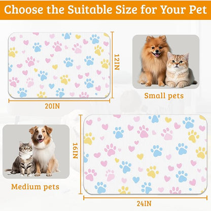 Dog Bowl Mat, Colorful Dog Paws Pet Feeding Mat - Image 6