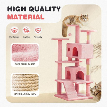 Cat Tree 54 Inch, Sisal Scratching Posts and Climbing Ladder, Pet Play Toy - Image 6