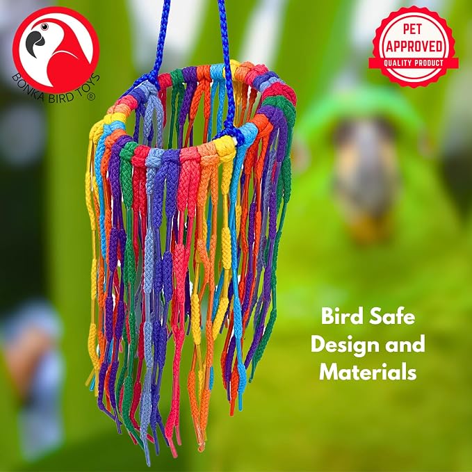 Bonka Bird Toys 51213 Large Aglet Heaven 9" Hanging Cotton Shoelace Ring Toy - Image 4