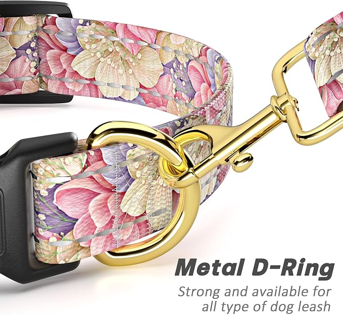 Reflective Dog Collar for Small Dogs, Cute Flower Theme Adjustable Heavy-Duty - Image 5