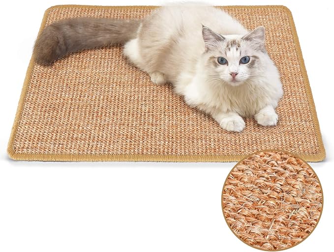 FUKUMARU Cat Scratcher Mat, 23.6 X 15.7 Inch Natural Sisal Cat Scratch Mats by FUKUMARU