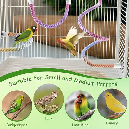 3 Pcs Bird Rope Perches Gradient Color, Bendable Parrot Bird Perch Rope Stand - Image 7