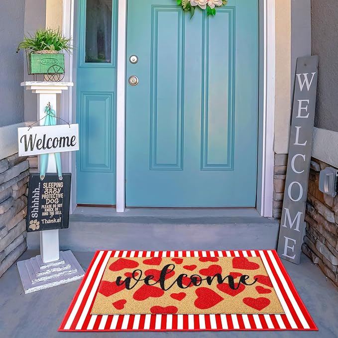 Tinideya 2 Pcs Door Mat Welcome Non Slip Coir Mats Floor Layering Doormats - Image 6