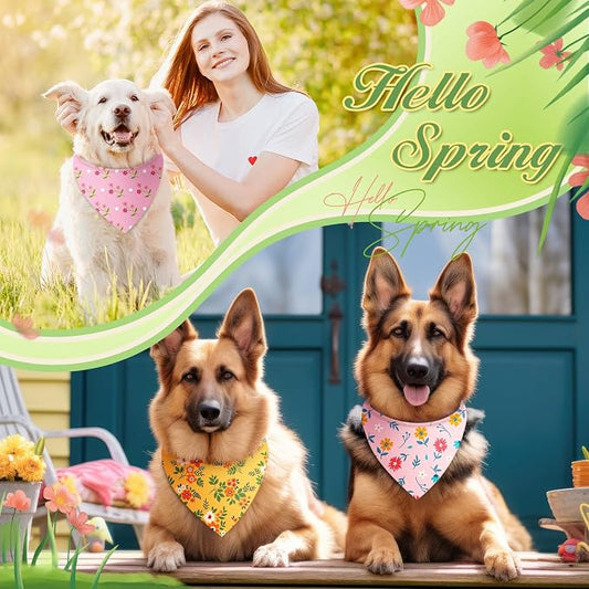 Abbylike 50 Pieces Spring Dog Bandanas Bulk Flower Daisy Sunflower Dog Bandanas - Image 2
