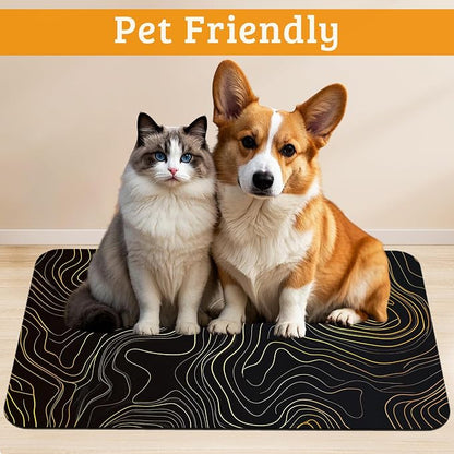 Dog Bowl Mat, Abstract Map Pet Feeding Mat - Image 2