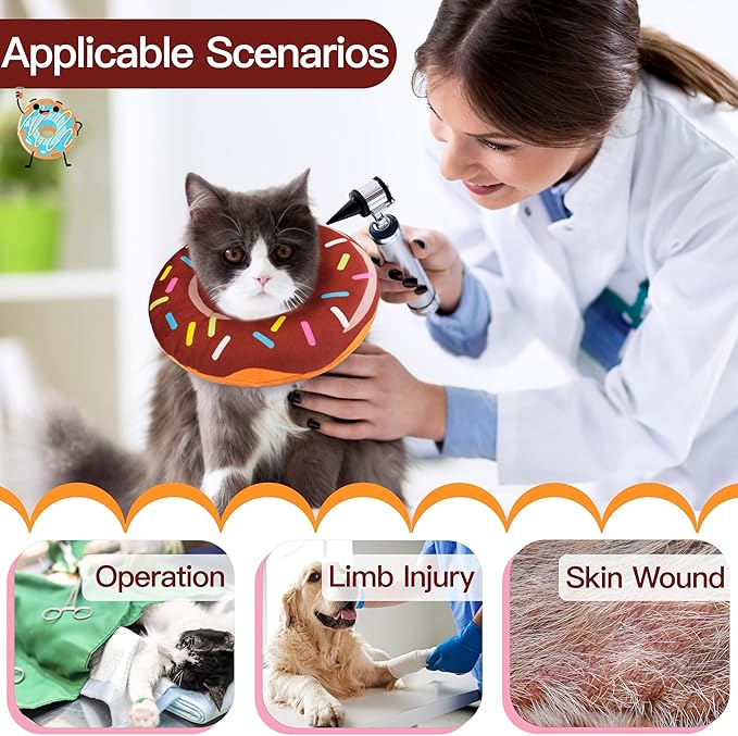 Cat Cone Collar Soft, Cute Cat Donut Collar After Surgery, Adjustable Kitten - Image 3
