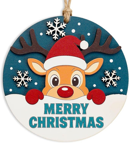 Merry Christmas Ornament, Funny Rustic Christmas Ornament, Cute Reindeer by NELXI