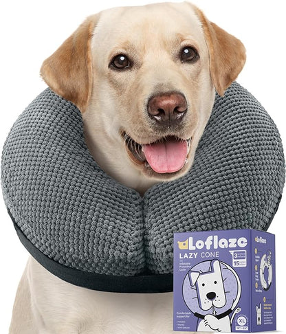 Soft Inflatable Dog Cone Collar Alternative After Surgery by Loflaze