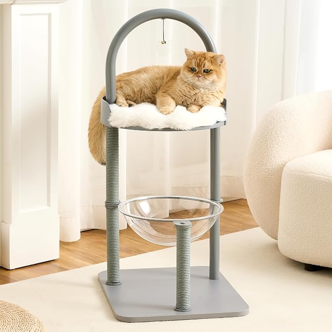 Modern Cat Tree Tower for Indoor Cats up to 12lbs, Wood Cat Bed by Kicari