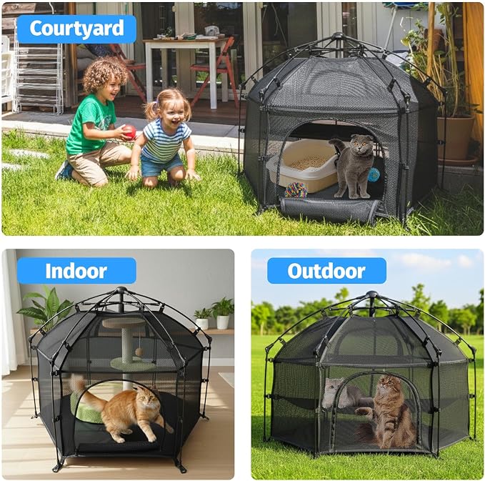 EighteenTek® Catio Outdoor Cat Enclosure 3-Tier Pop up Cat Tent Playpen | - Image 4