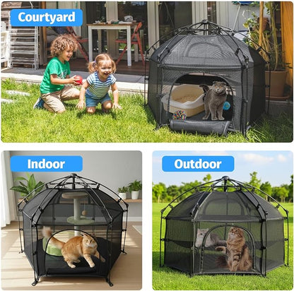 EighteenTek® Catio Outdoor Cat Enclosure 3-Tier Pop up Cat Tent Playpen | - Image 4