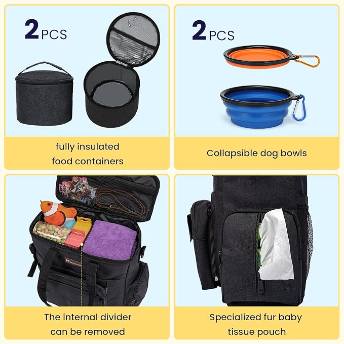 Modoker Dog Travel Bag with 2 Collapsible Dog Bowls, 1 Dog Backpack, Airline - Image 3