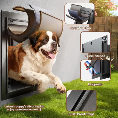 3-Flap XL Dog Door, All Aluminum Alloy Extra Large Dog Door door - Image 3