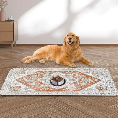 Large Pet Feeding Mat, Bohemia Absorbent Quick Dry Dog Mat by yuzshin