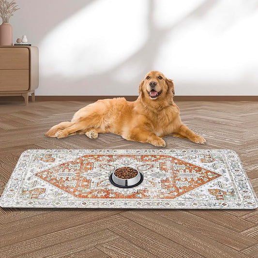 Large Pet Feeding Mat, 39.4"x31.5" Absorbent Quick Dry Dog Mat by yuzshin