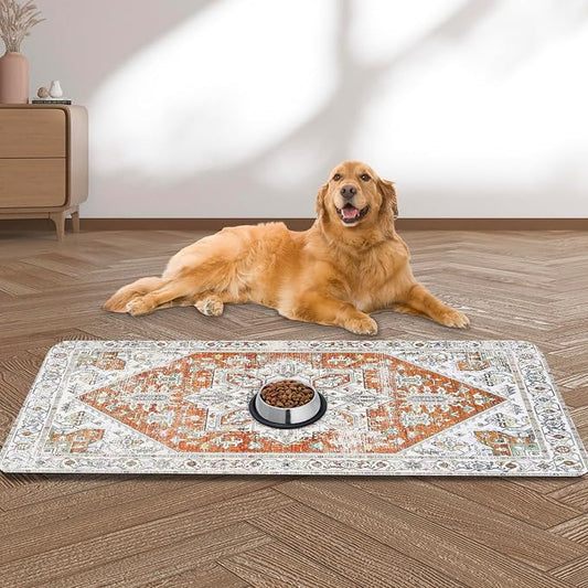 Large Pet Feeding Mat, Non Skid Cat Bowl Mat, No Stains Quick Dry by yuzshin