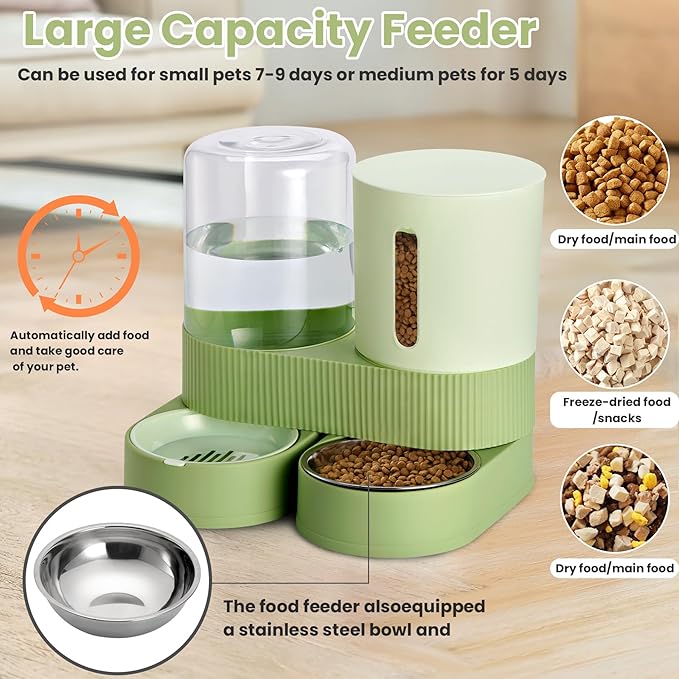 2 Pack Automatic Cat Feeder Stainless Steel Water Dispenser Gravity Food Feeder - Image 5