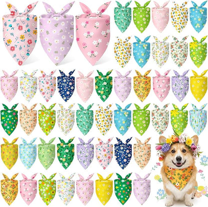 Abbylike 50 Pieces Spring Dog Bandanas Bulk Flower Daisy Sunflower Dog Bandanas by Abbylike