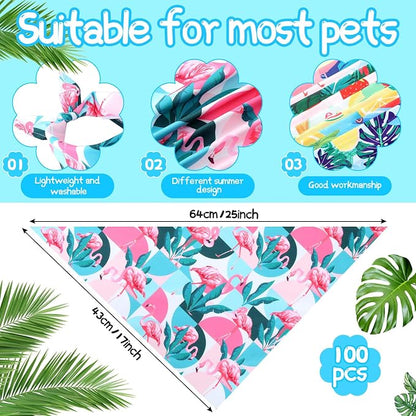 Chunful 100 Pieces Dog Bandanas Bulk Summer Pet Bandanas Pack Triangle Scarf - Image 3