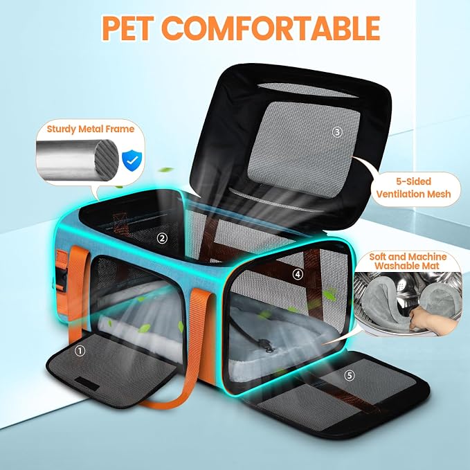 Petskd Top-Expandable Pet Carrier 19x13x9 Inches Southwest Allegiant Airlines - Image 6