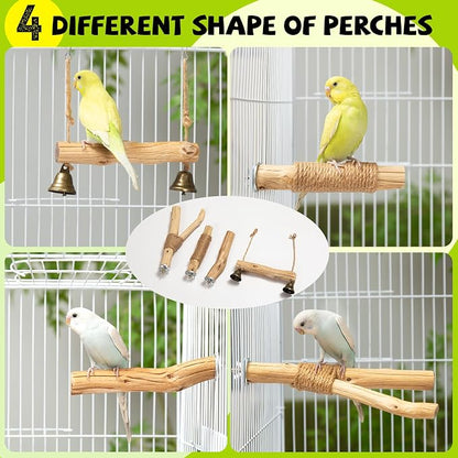 Natural Solid Wood Bird Perch and Swing - Image 3